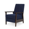 Wide Wood Hand Manual Club Recliner - Navy Blue