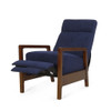 Wide Push Back Manual Club Recliner - Navy Blue