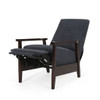Wide Wood Hand Manual Club Recliner - Charcoal
