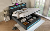 Full Size Upholstered Platform Bed With A Hydraulic Storage System, LED And USB Charging (Without Mattress) - Gray