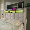 Queen Size Upholstered Platform Bed With A Hydraulic Storage System, LED And USB Charging (Without Mattress) - Natural