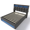 Queen Size Upholstered Platform Bed With A Hydraulic Storage System, LED And USB Charging (Without Mattress) - Gray