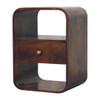 Curved Edge Bedside Table - Walnut