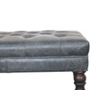 Buffalo - Leather Ottoman With Castor Legs - Brown / Teal