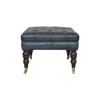 Buffalo - Leather Ottoman With Castor Legs - Brown / Teal