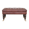 Buffalo - Brown Leather Ottoman With Castor Legs - Walnut