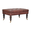 Buffalo - Brown Leather Ottoman With Castor Legs - Walnut