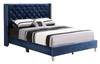Queen Upholstered Bed - Navy Blue