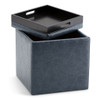 Rockwood - Cube Storage Ottoman With Tray - Denim Blue