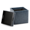 Rockwood - Cube Storage Ottoman With Tray - Denim Blue
