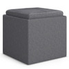 Rockwood - Cube Storage Ottoman With Tray - Slate Gray