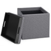 Rockwood - Cube Storage Ottoman With Tray - Slate Gray