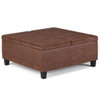 Ellis - Coffee Table Storage Ottoman - Distressed Saddle Brown