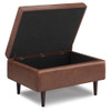Shay - Mid Century Small Coffee Table Storage Ottoman - Distressed Saddle Brown