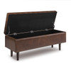Shay - Mid Century Rectangular Storage Ottoman - Distressed Chestnut Brown