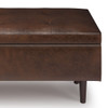 Shay - Mid Century Rectangular Storage Ottoman - Distressed Chestnut Brown