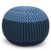 Nikki - Hand Knit Round Pouf - Blue / Navy Blue