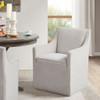 Upholstered Dining Arm Chair With Casters - Light Gray