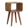 Mini Curved Open Bedside Table - Brown Oak