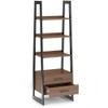 Sawhorse - Solid Walnut Veneer And Ladder Shelf With Storage - Dark Brown