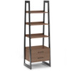 Sawhorse - Solid Walnut Veneer And Ladder Shelf With Storage - Dark Brown