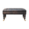 Buffalo - Leather Ottoman With Castor Legs - Black
