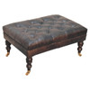 Buffalo - Leather Ottoman With Castor Legs - Black