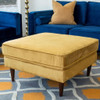 Amber - Square Upholstered Ottoman Velvet - Yellow