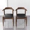 Leon - Mid-Century Modern Leather Dining Chair (Set of 2) - Black / Wood