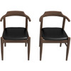 Leon - Mid-Century Modern Leather Dining Chair (Set of 2) - Black / Wood