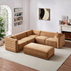 Solo - Corner Sectional Sofa With Ottoman - Cognac