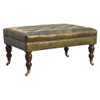 Buffalo - Leather Ottoman With Castor Legs - Green
