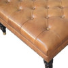 Buffalo - Studded Leather Ottoman With Castor Legs - Tan