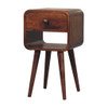 Mini Curved Bedside Table With Lower Slot - Caramel