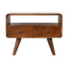 Mini Curved Media Unit With 2 Drawers - Chestnut