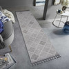 Guros - 2' X 8' Trellis Indoor / Outdoor Area Rug - White / Gray