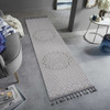 Guros - 2' X 8' Medallion Indoor / Outdoor Area Rug - Gray / White