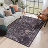 Maval - 3' X 5' Washable Area Rug - Black / Burgundy
