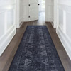 Maval - 2'6'' X 10' Washable Runner Rug - Black / Gray