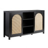 Transitional 2 Door Sideboard With Arched Rattan Panels - Black