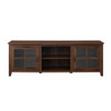 Modern Farmhouse 2 Door Glass Windowpane 70" TV Stand For 80" TVs - Dark Walnut