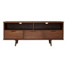 Mid Century Modern 3 Drawer 58" TV Stand For 65" TVs With 2 Open Cubbies - Walnut