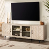 Modern Scandinavian 4 Door Herringbone 70" TV Stand For TVs Up To 80" - Dark Walnut