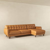 Allison - Right Facing Leather Sectional Sofa - Tan