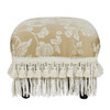Fiona - Accent Footstool Ottoman - Champagne Beige Floral