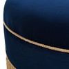 Yolanda - Round Upholstered Accent Ottoman - Navy Blue / Gold