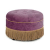 Yolanda - Round Upholstered Accent Ottoman - Purple Floral / Gold