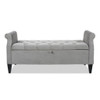 Jacqueline - Tufted Roll Arm Storage Bench - Opal Gray