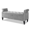 Jacqueline - Tufted Roll Arm Storage Bench - Opal Gray