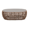 Willow - Oval Woven Patio Coffee Table, Wicker Frame - Wheat Beige / Golden Brown